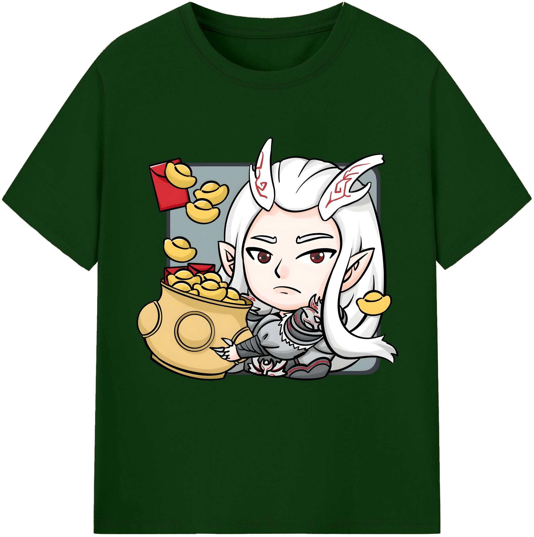 （画像用） Ne Zha 2 ナタ 魔童の大暴れ 綿100％半袖Tシャツ（フロントプリント）